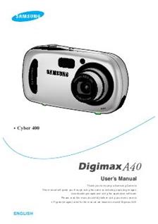 Samsung Digimax A 40 manual. Camera Instructions.